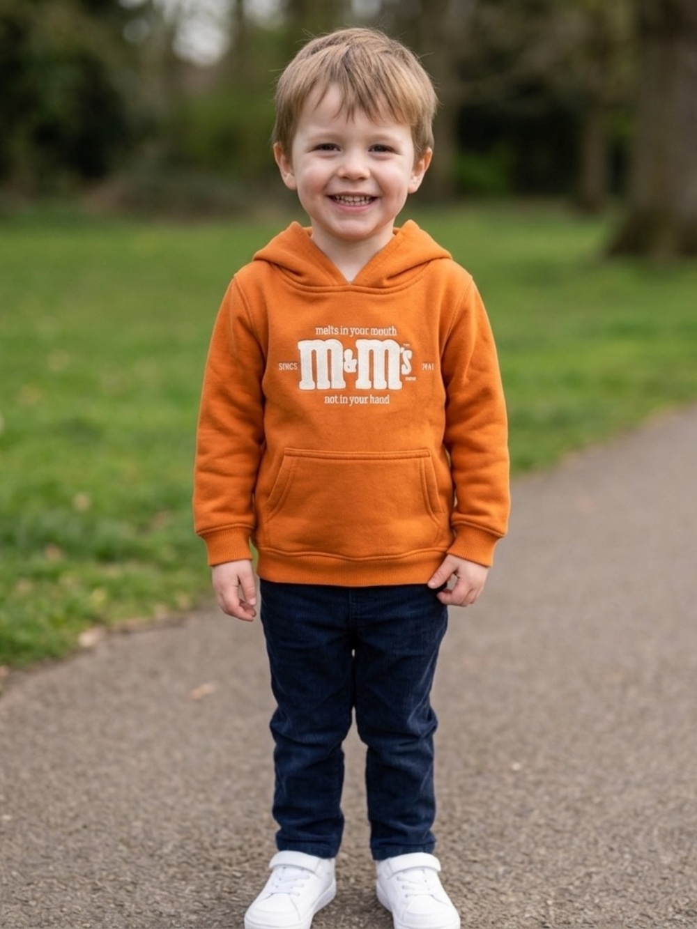 M&M'S Orange Kids Hoodie with White Logo